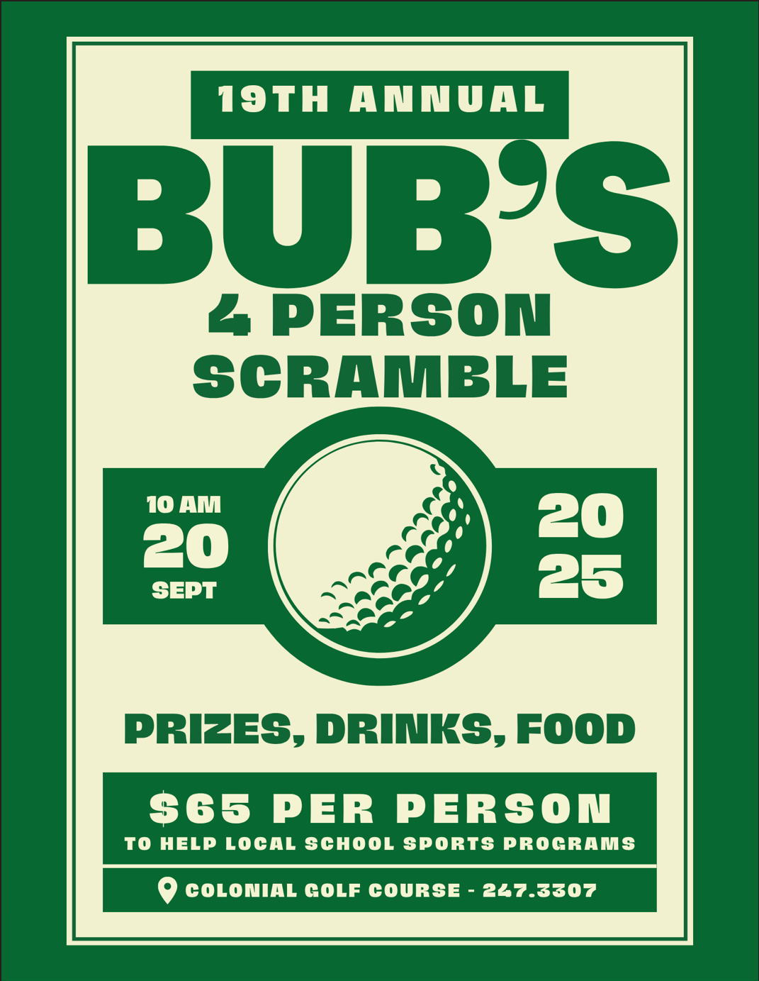 Bub's Sports Program Scramble